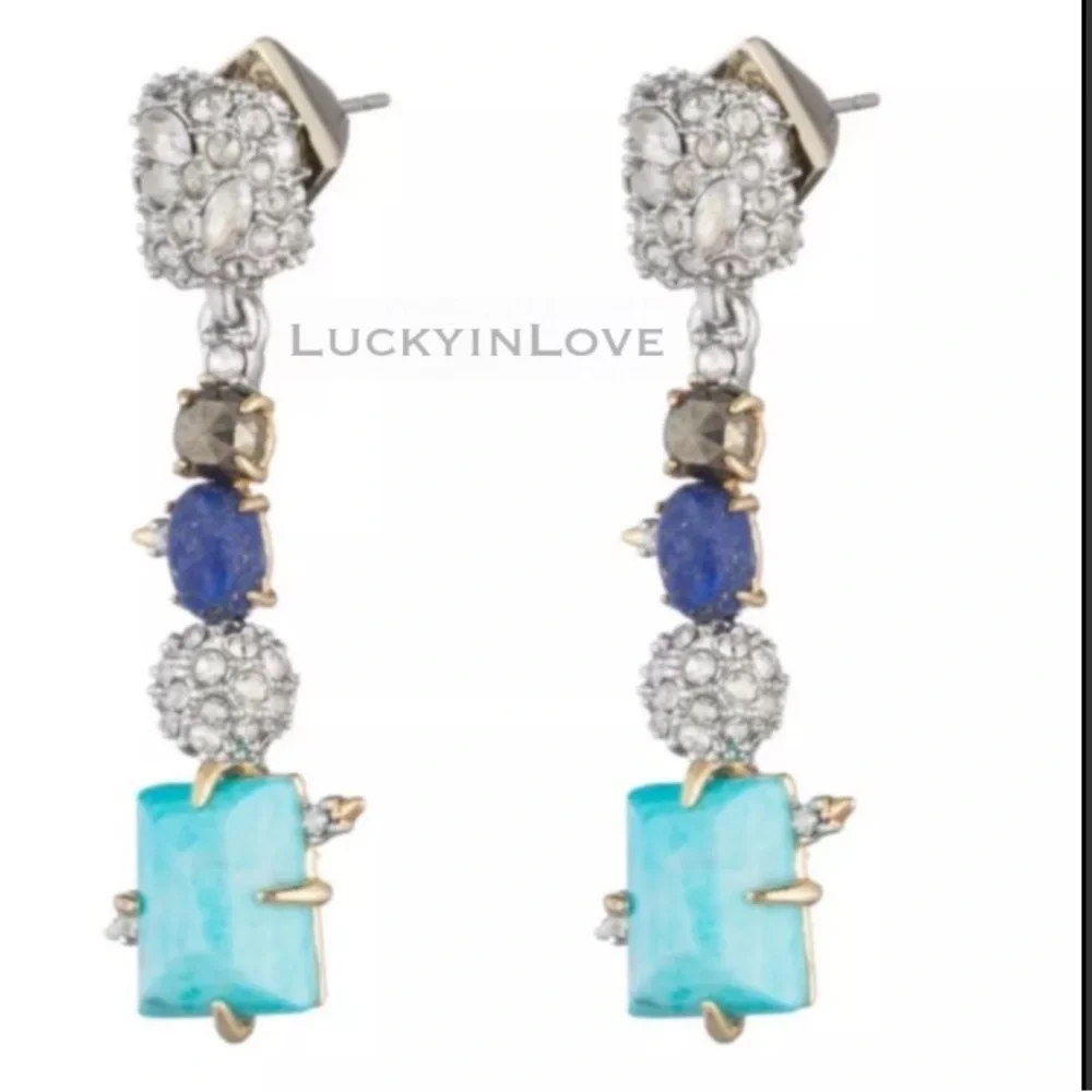 ALEXIS BITTAR • Elements Stone Lapis Turquoise Linear Earrings